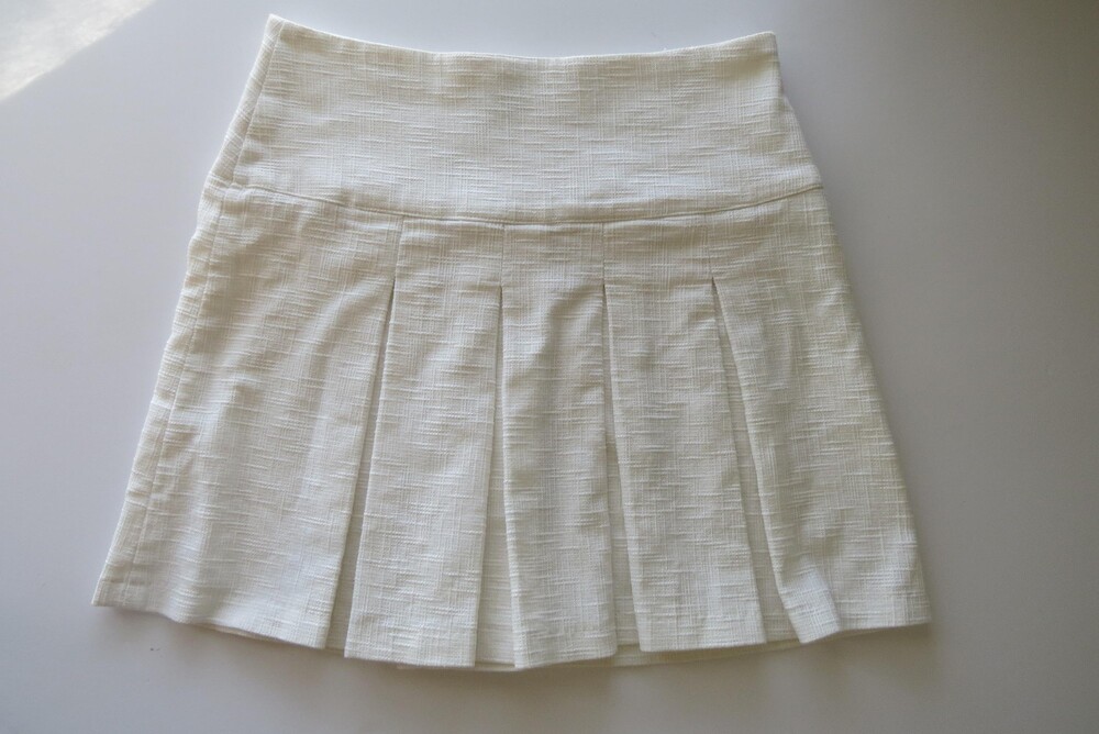 Vintage Italian Sandro Ferrone White Pleated Mini Skirt, 2000s Textured Cotton,